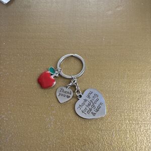 Teacher - "Thank You for helping me grow and learn"  - silver metal keychain